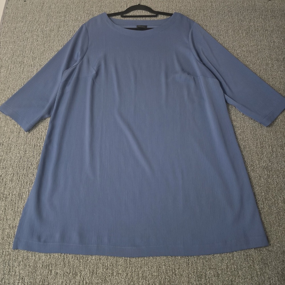 J. Jill Wearever Collection Textured Knit A-Line Tunic Dress 2X Blue